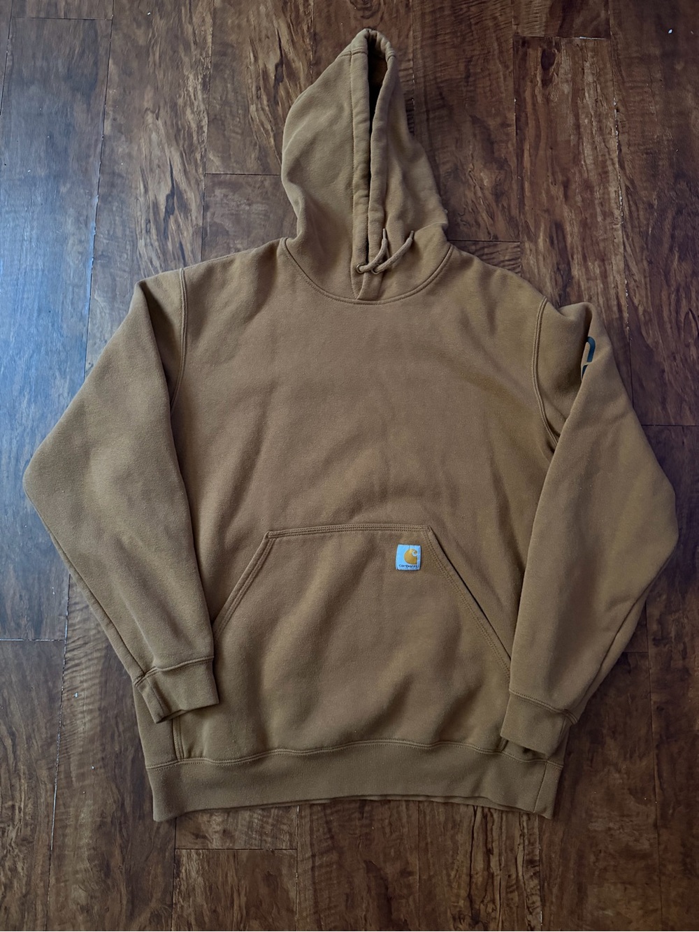 Carhartt Hoodie Sweatshirt Mens Medium Black Loose Fit Logo Sleeve Pullover